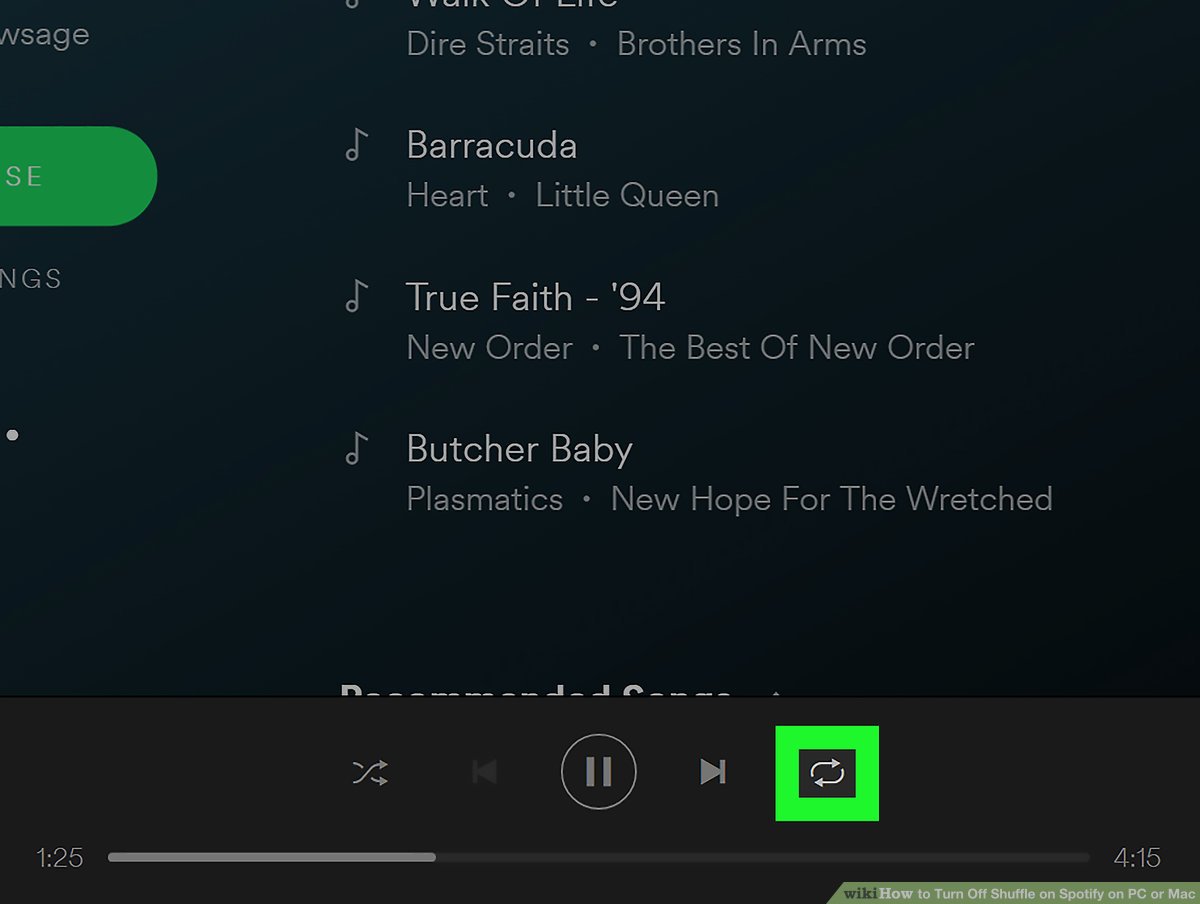 Spotify app turn off shuffle android